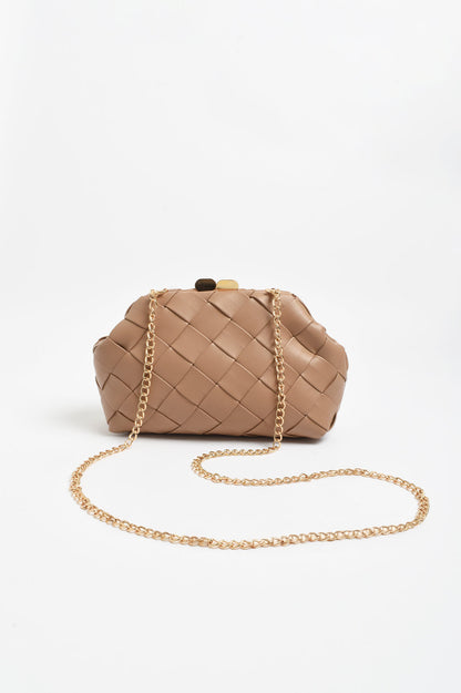 Amelia Weave Clutch Camel
