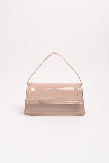 Ava High Shine Structures Small Bag Nude