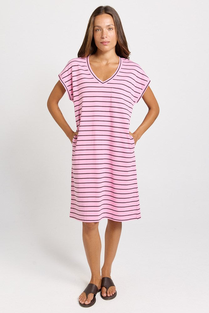 Zena T-Shirt Dress Pink/Chocolate