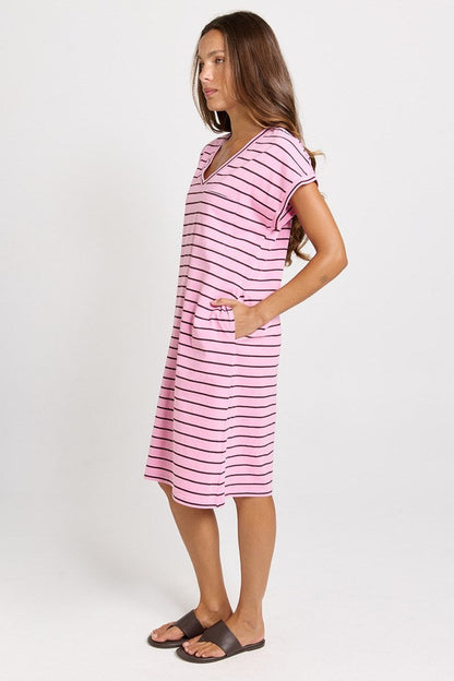 Zena T-Shirt Dress Pink/Chocolate