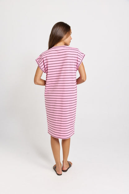 Zena T-Shirt Dress Pink/Chocolate