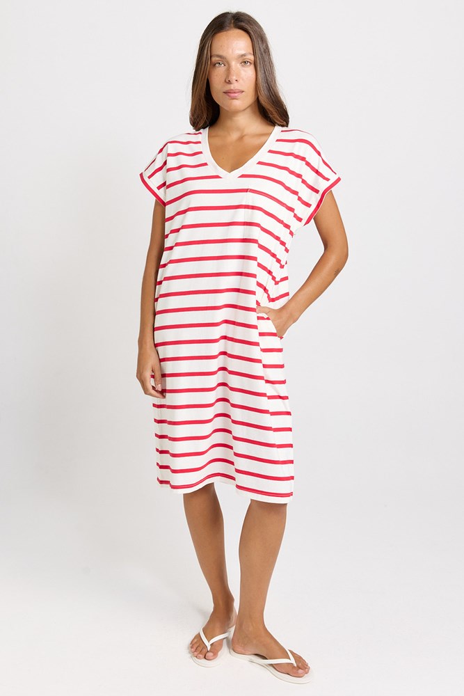 Zena T-Shirt Dress Red/White