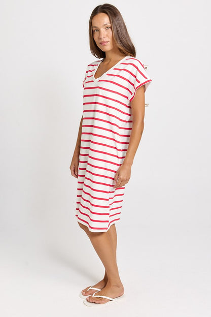 Zena T-Shirt Dress Red/White