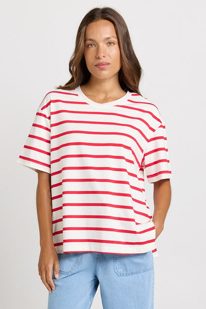 Relax Boxy Tee Red/White