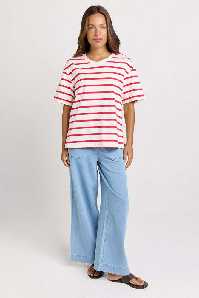 Relax Boxy Tee Red/White