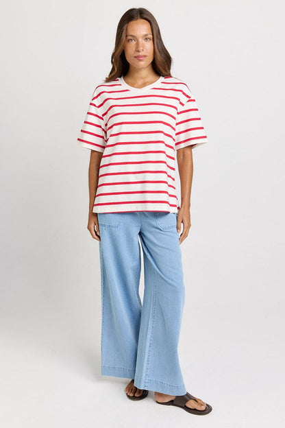 Relax Boxy Tee Red/White