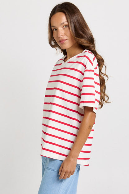 Relax Boxy Tee Red/White