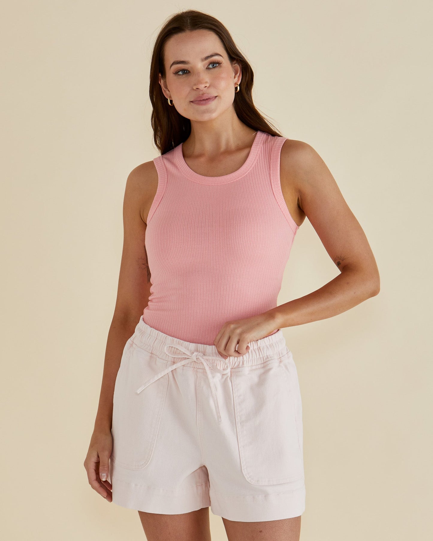 Francis Rib Tank Peach