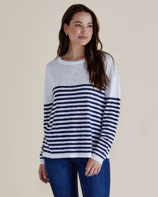 Natasha Knit Top White/Navy