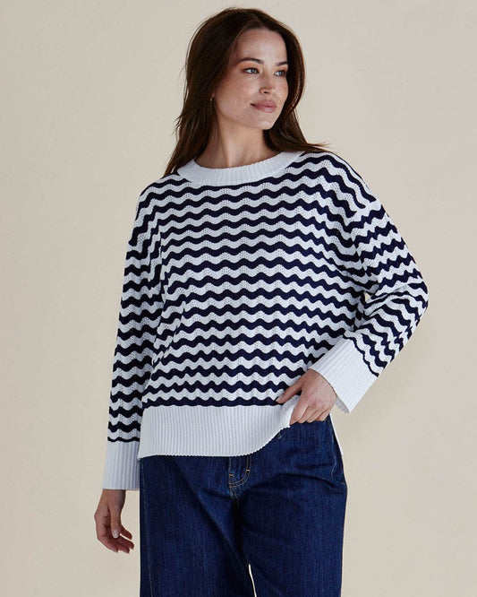 Ember Knit Jumper Navy/White
