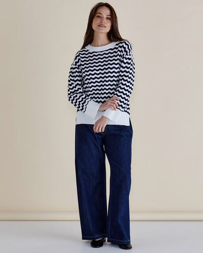 Ember Knit Jumper Navy/White