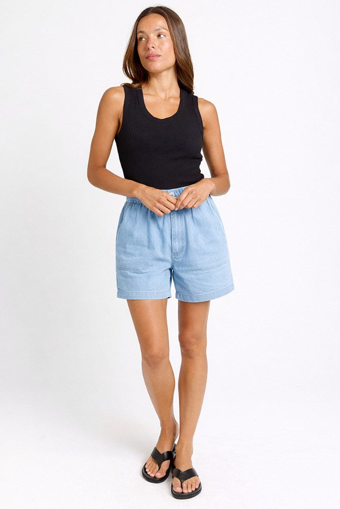 Drew Denim Short Medium Wash
