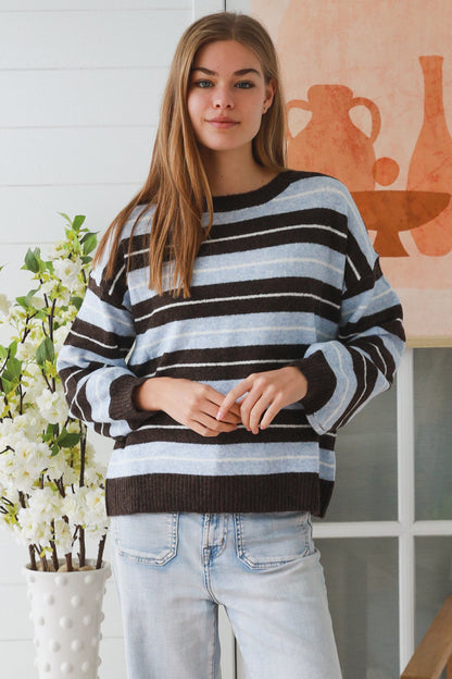 Kelly Stripe Knit Blue/Coffee
