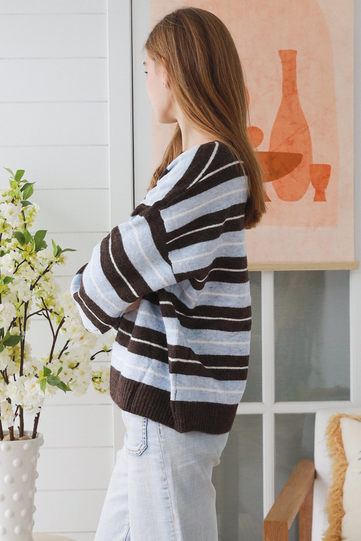 Kelly Stripe Knit Blue/Coffee
