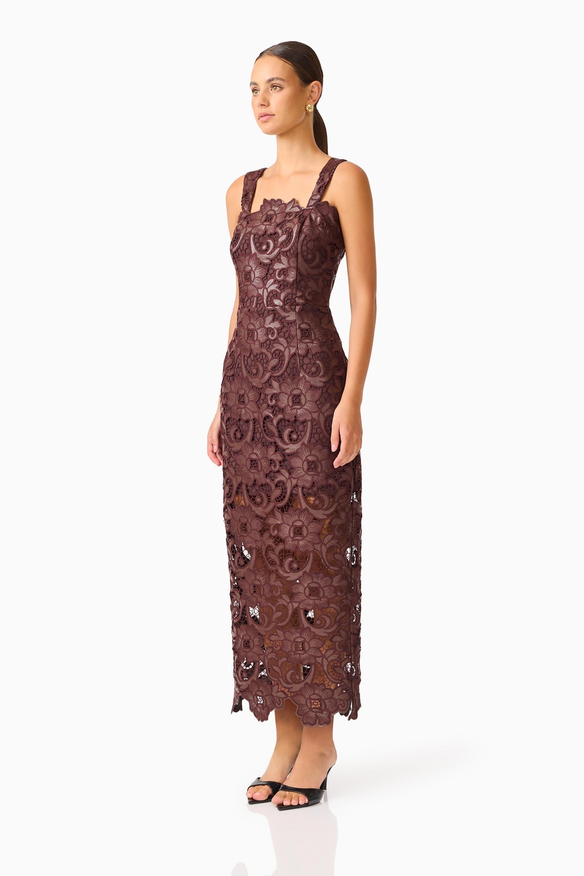 Novelle Column Midi Dress in Brown