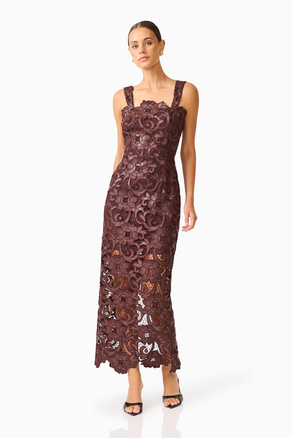 Novelle Column Midi Dress in Brown