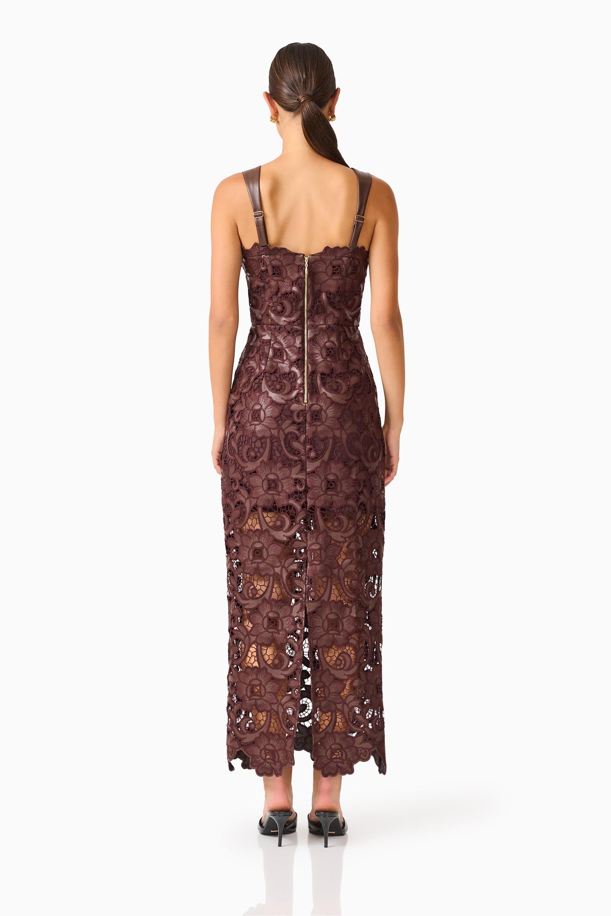 Novelle Column Midi Dress in Brown