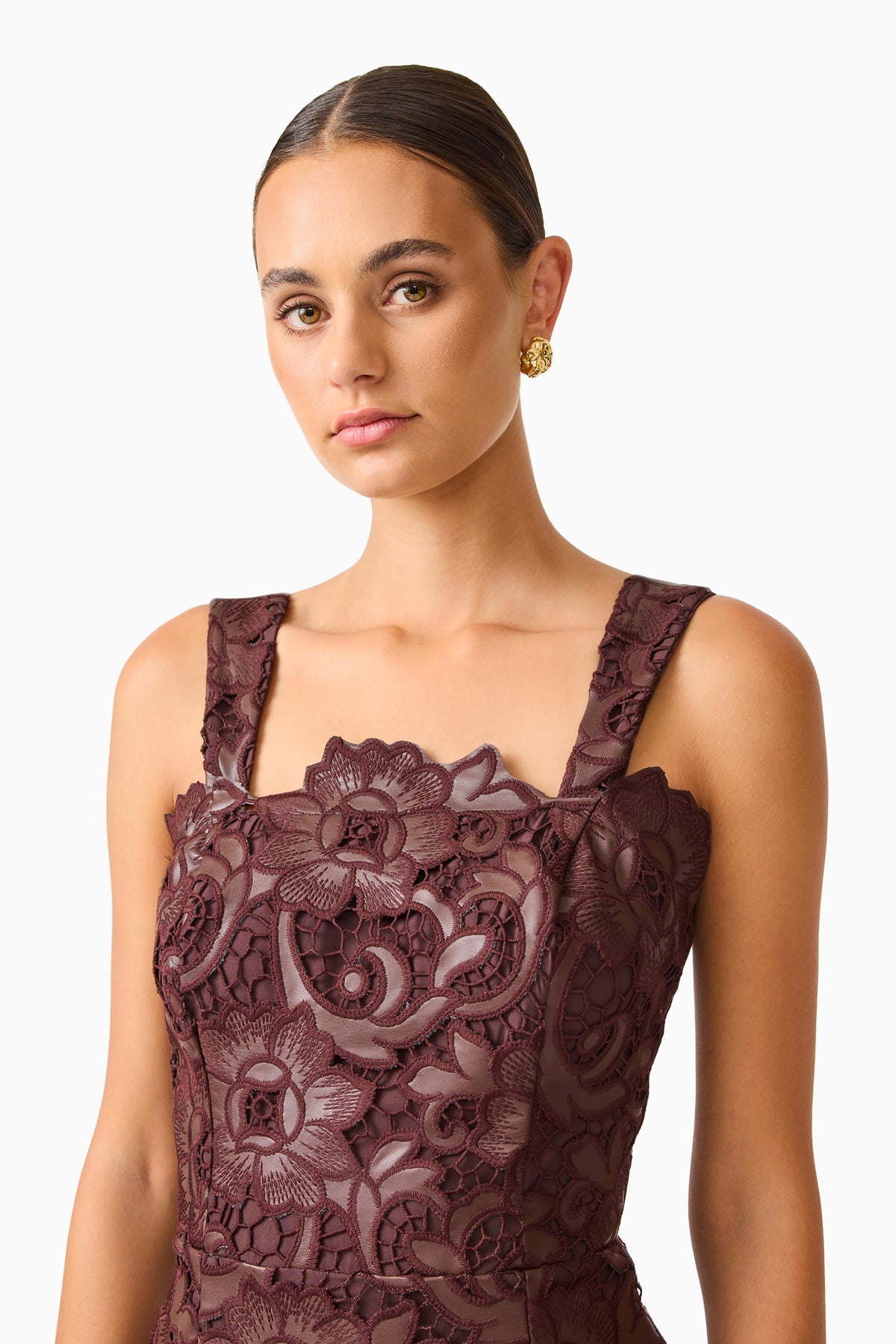 Novelle Column Midi Dress in Brown