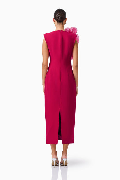 Verdessa V-Neck Maxi Dress in Raspberry Pink