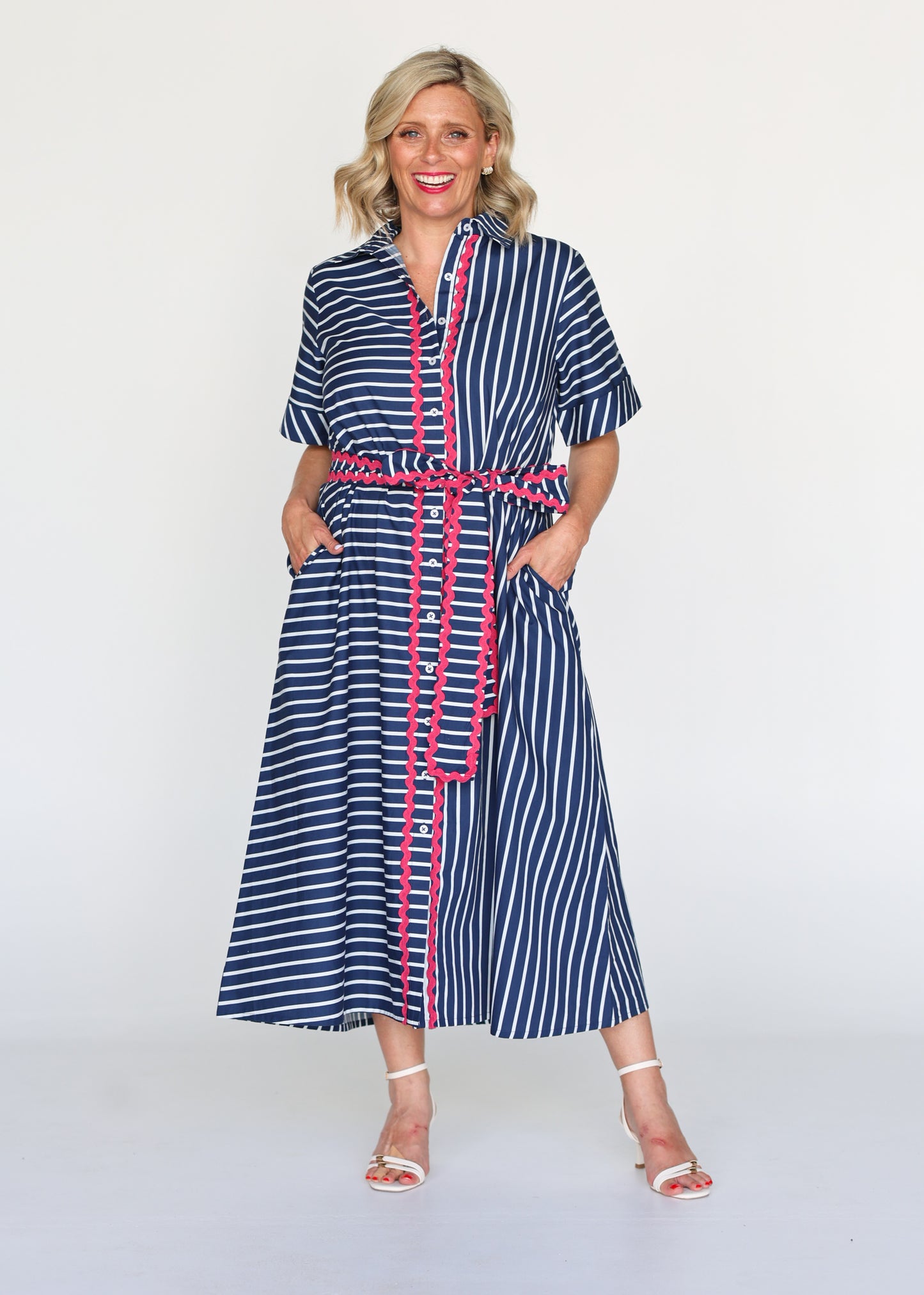Ella Dress Navy Stripe