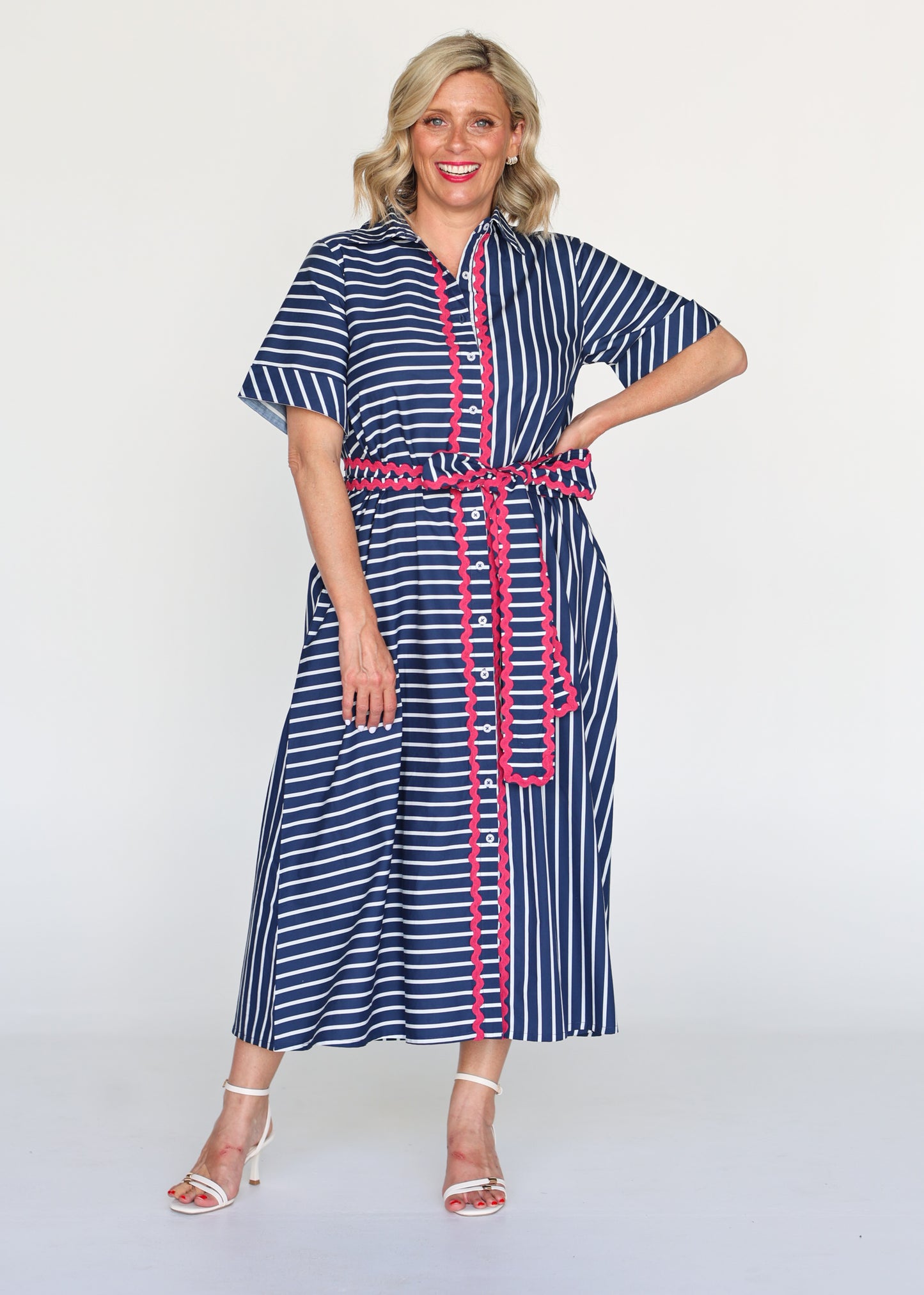 Ella Dress Navy Stripe