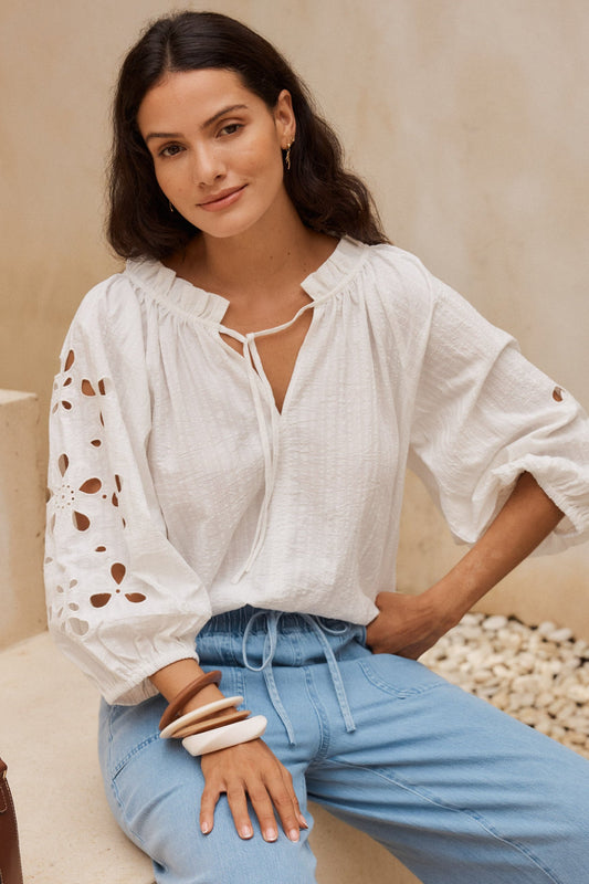 Daisy Broderine Blouse White