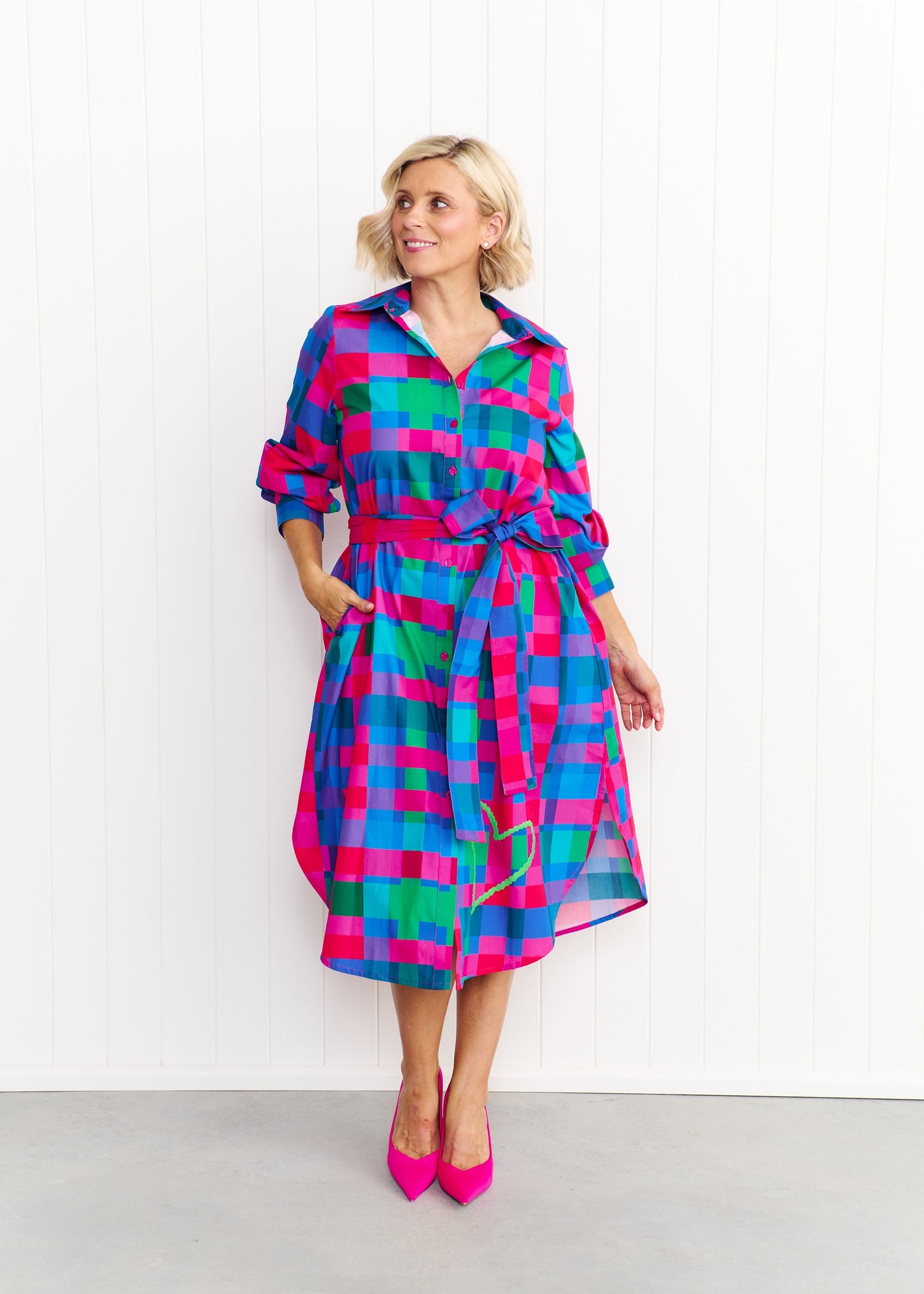 Maddie Dress Blue/Pink Gingham