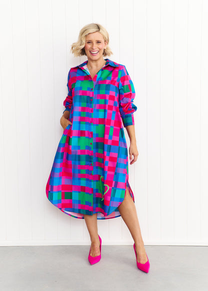 Maddie Dress Blue/Pink Gingham