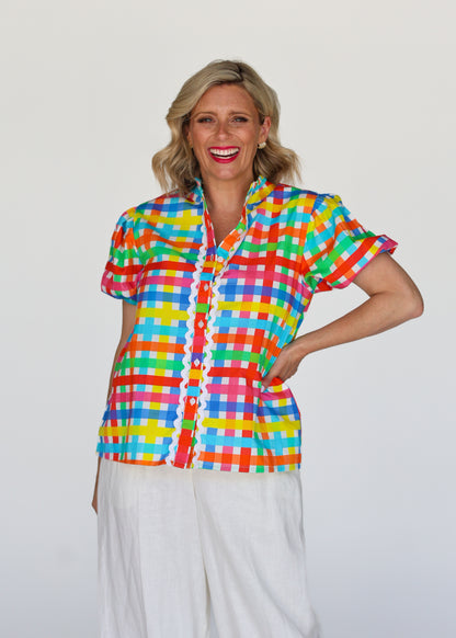 Chloe Shirt Neon Gingham