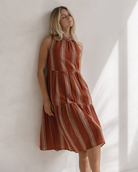 Izzy Dress Rust stripe