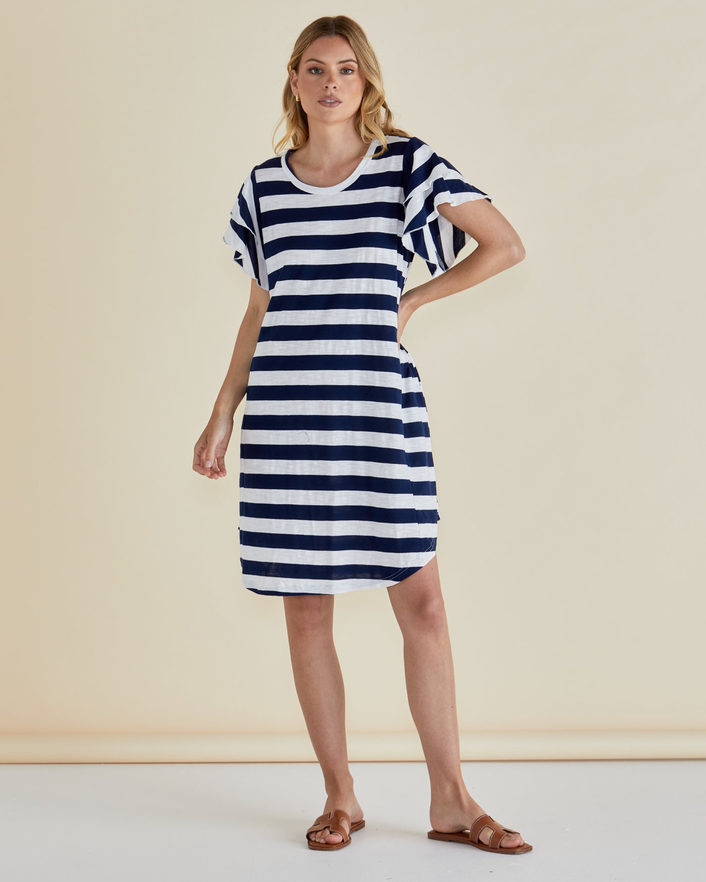 Sydney Tee Dress Navy Stripe