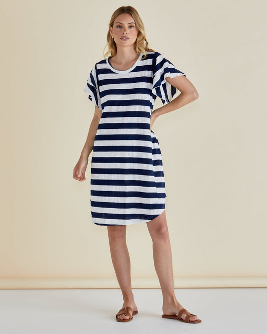Sydney Tee Dress Navy Stripe