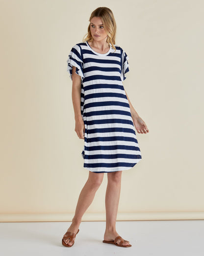 Sydney Tee Dress Navy Stripe
