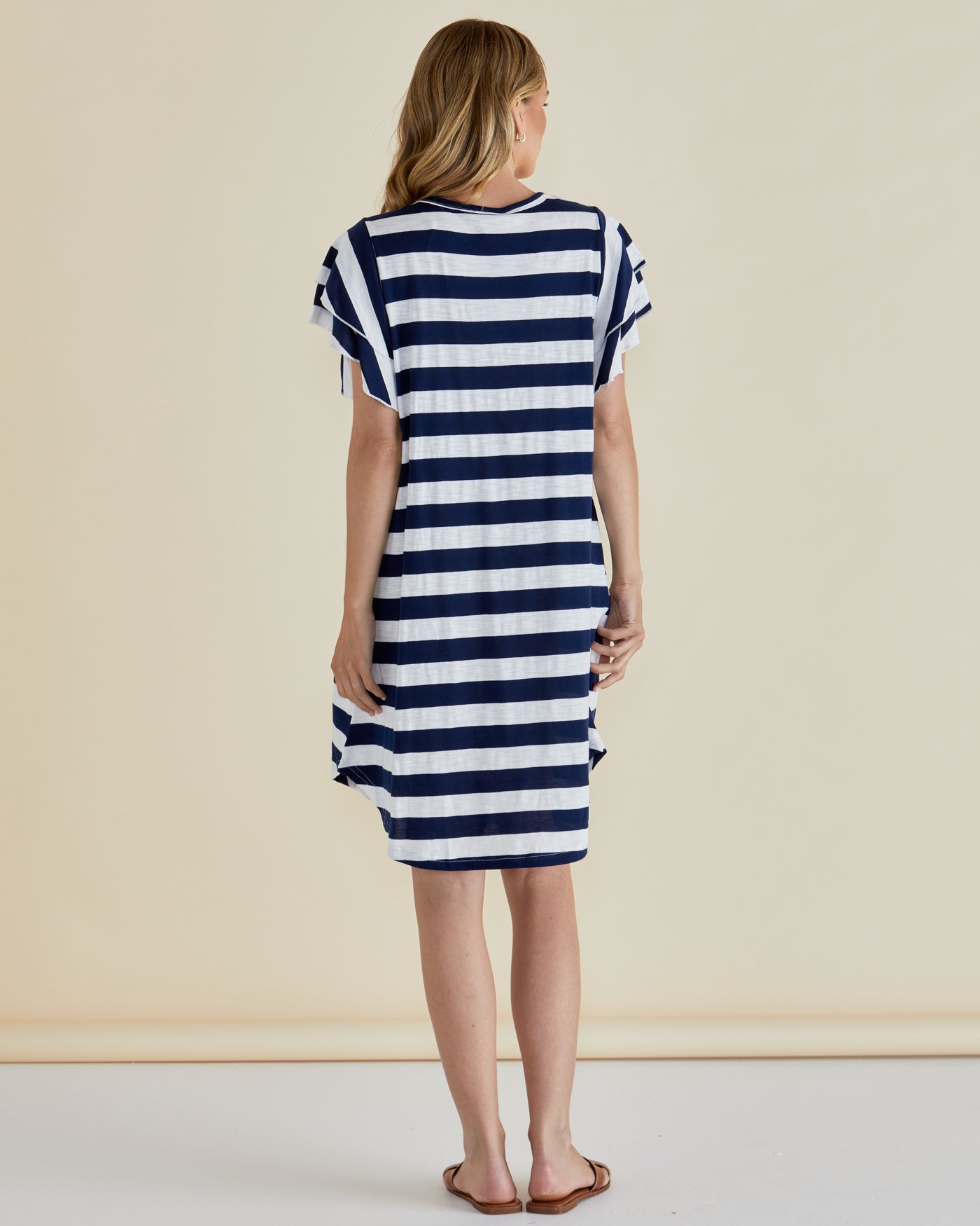 Sydney Tee Dress Navy Stripe