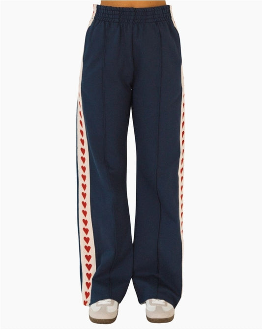 Love Heart Racer Navy Pants