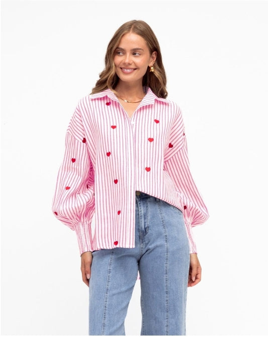 Heart shirt pink stripe