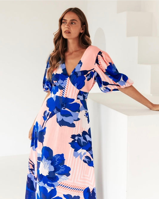 Sapphire Blossom Maxi Dress