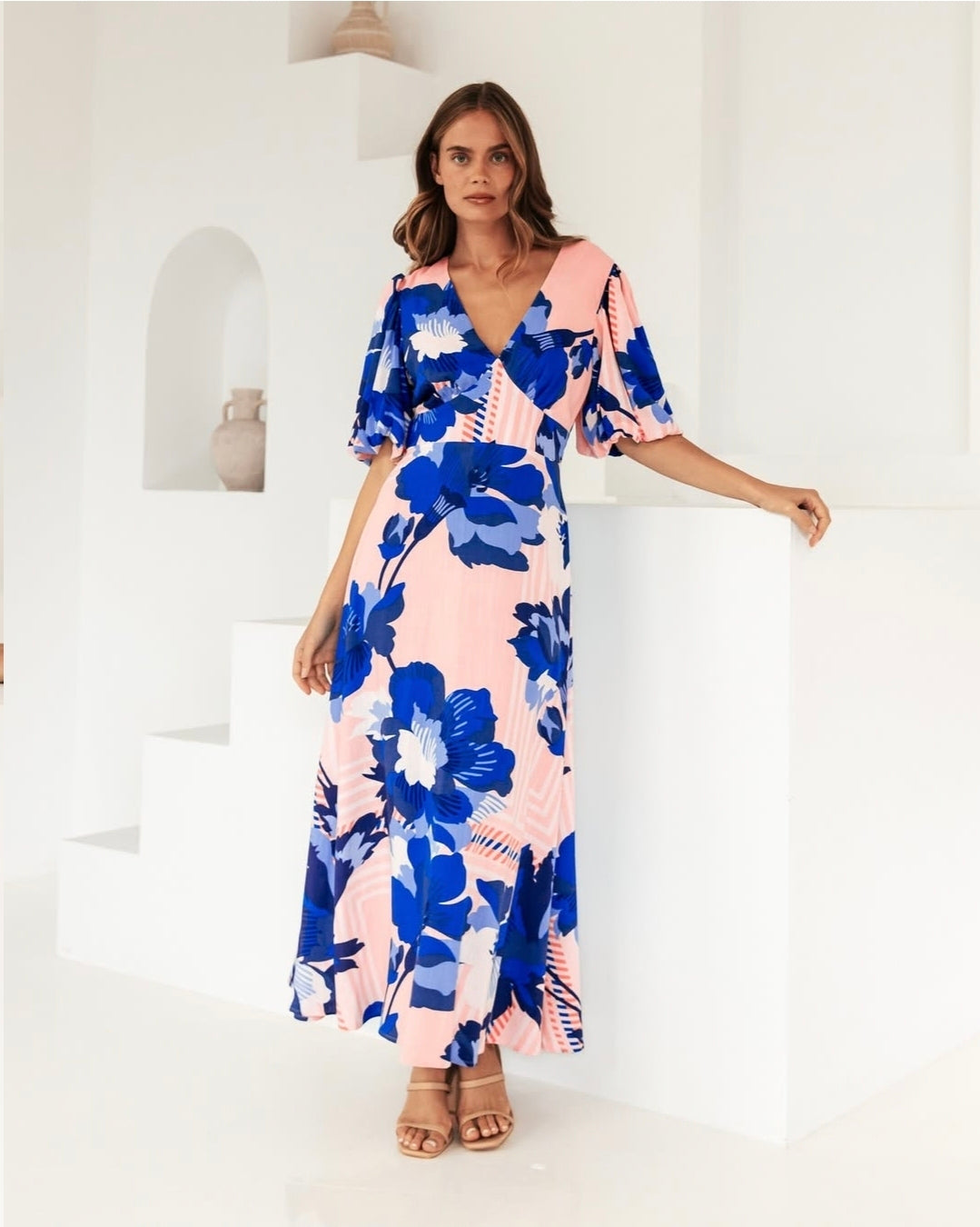 Sapphire Blossom Maxi Dress