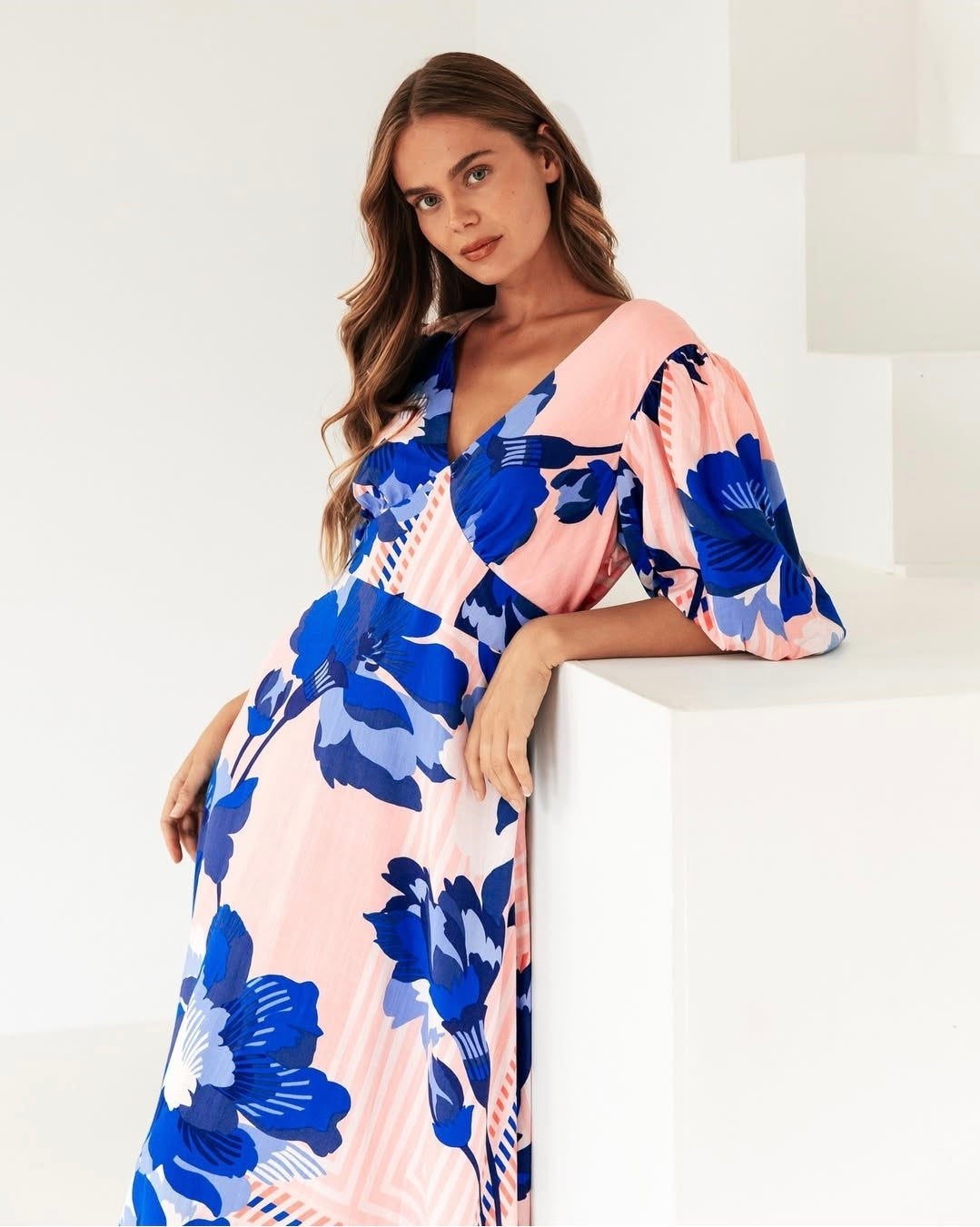 Sapphire Blossom Maxi Dress
