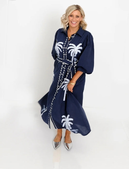 Palm Dress Navy
