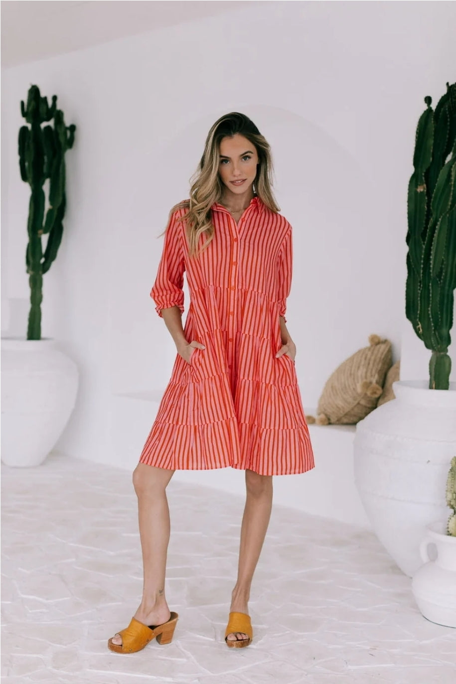 Racquet Club Short Stripe Dress Red