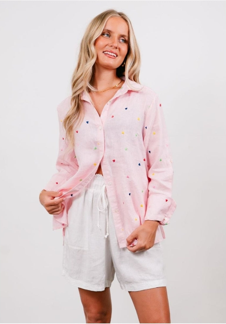 Rainbow Heart Shirt Pink
