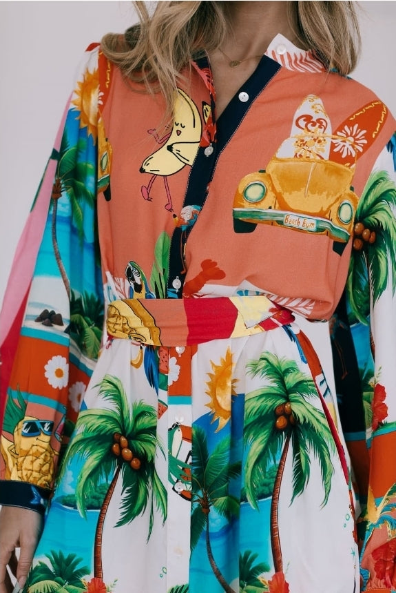 Beach Print shirt Dress