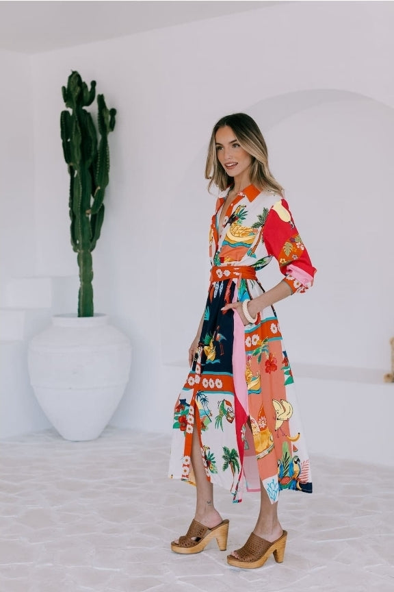 Beach Print Long Dress
