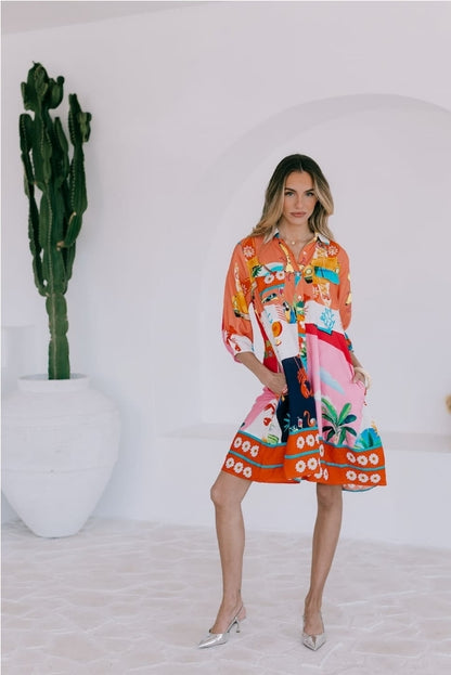 Beach Print shirt Dress