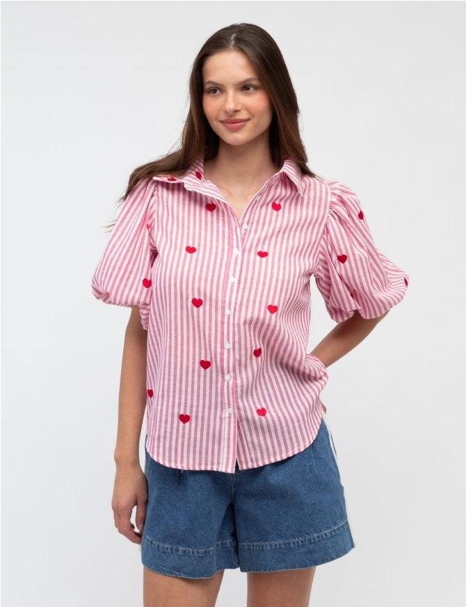 Heart Shirt Pink Stripe