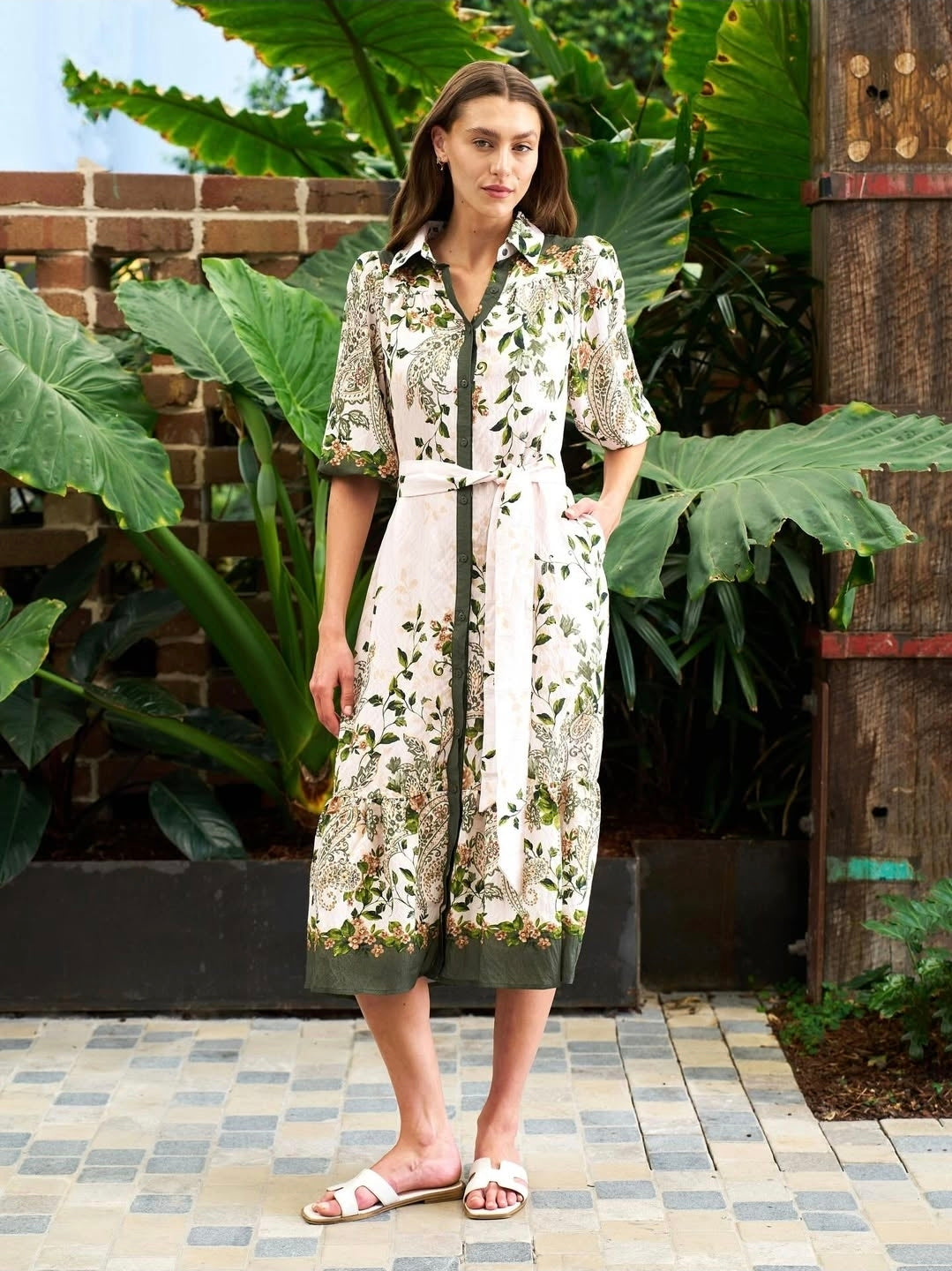 Celestia Midi Dress Green floral