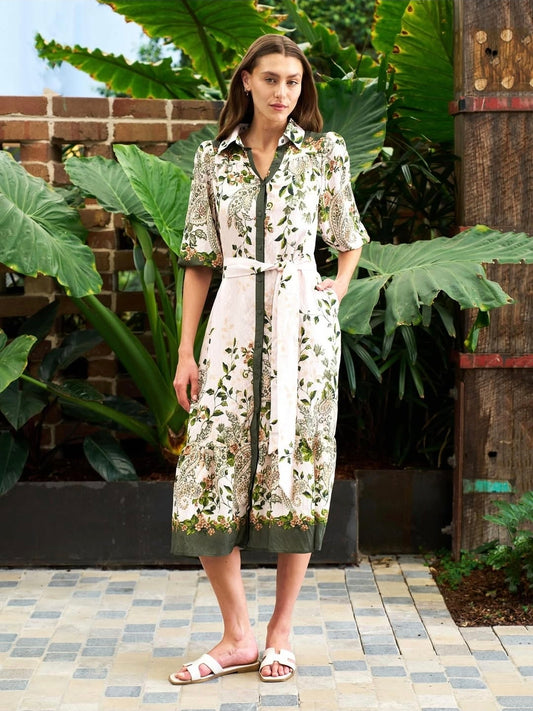 Celestia Midi Dress Green floral