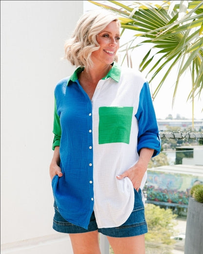 Lexi Shirt Blue/Green/White