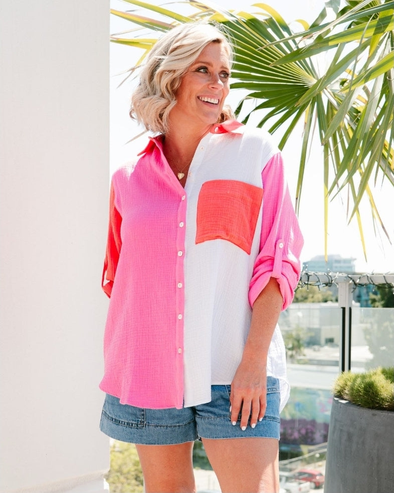 Lexi Shirt Pink/Orange/White